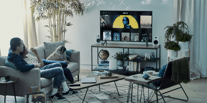 couple streaming AT&T TV Now in their home