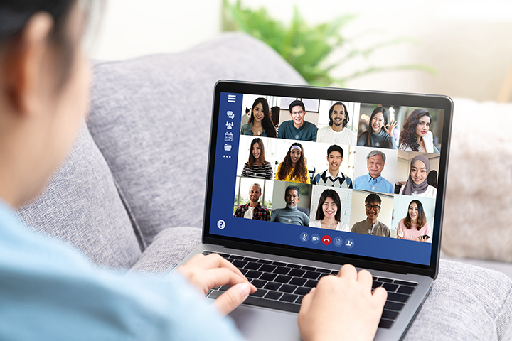 Man on a video chat for work